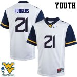 Youth West Virginia Mountaineers NCAA #21 Ira Errett Rodgers White Authentic Nike Stitched College Football Jersey NP15L63HM